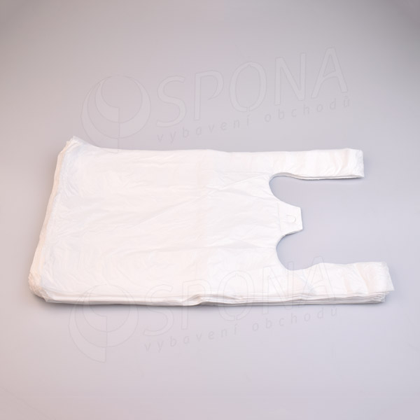 Mikrotenová taška HDPE, nosnost 5,5 kg, 28+14 x 48 cm, bílá, 100 ks