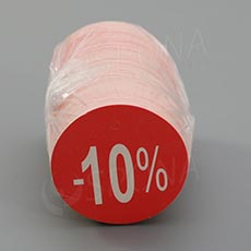 Papírové visačky SKONTO, průměr 45 mm, potisk "-10%", červené, 180 ks