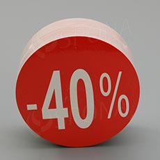 Papírové visačky SKONTO, průměr 80 mm, potisk "-40%", červené, 80 ks
