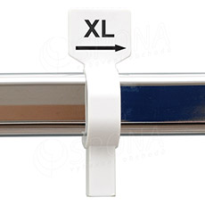 Velikostní jezdec, značení na štendr "XL", bílý, černý potisk, 1ks