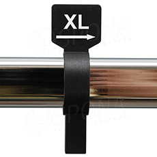 Velikostní jezdec, značení na štendr "XL", černý, bílý potisk, 1ks
