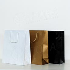Dárková papírová taška LAMINO, 22 x 10 x 27 cm, bílá lesklá