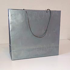 Dárková papírová taška LAMINO, 35 x 13 x 31 cm, stříbrná lesklá