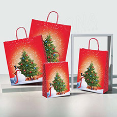 Dárková papírová taška SNOWMAN, 36 x 12 x 41 cm, vánoční vzor