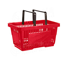 Nákupní košík, se dvěma rukojeťmi, červený plast