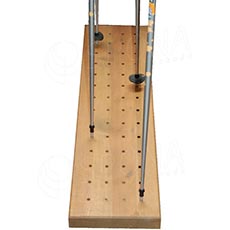 Stojan na lyžařské hůlky, dřevěný masiv, 1250x300x55mm,4x14 děr průměru 12mm